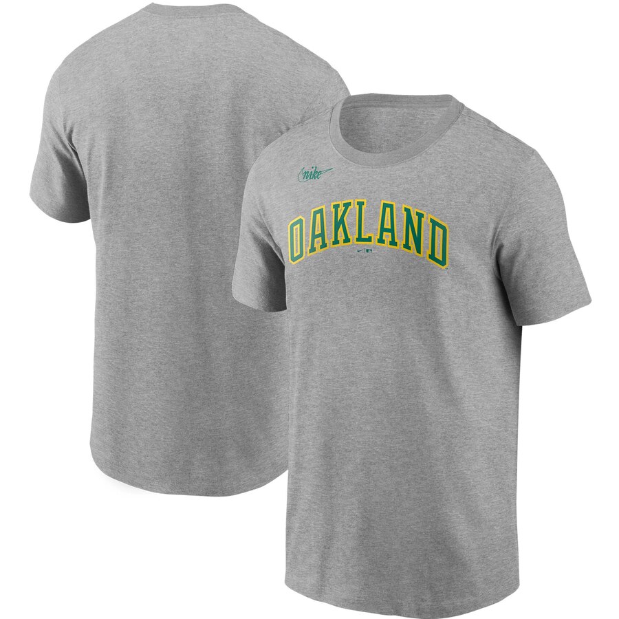 Oakland Athletics Nike Cooperstown Collection Wordmark T-Shirt Heathered Gray